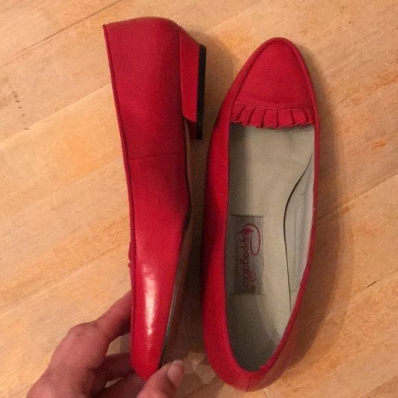 PAPPAGALLO Vintage Genuine Leather Red Flats - Picture 8 of 8